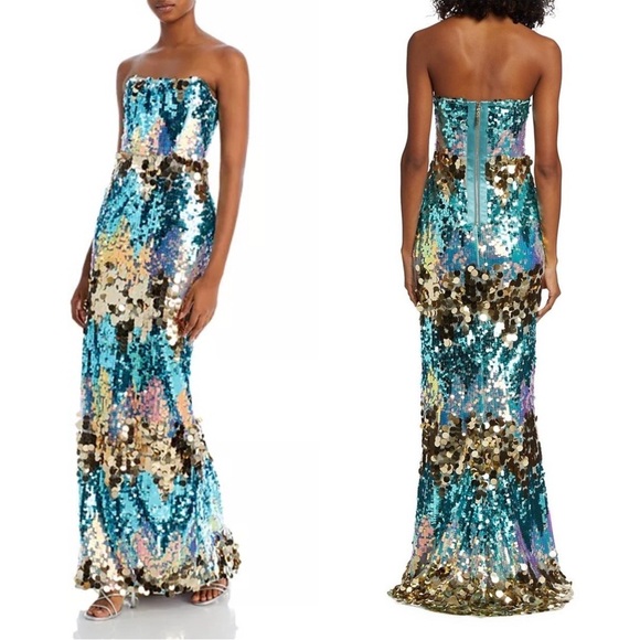 Bronx and Banco Dresses Bronx And Banco Farah Strapless Sequin Gown